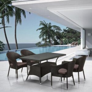 Комплект обеденный из ротанга  T198A/Y79A-W53 4 Pcs Brown (4+1)